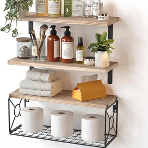 Custom Mobile Wood Storage Rack System Wooden Storage Rack Modern Style Multi-functional Hanging Type Wood Wall-Mounted Shelf