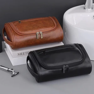 High Quality Wholesale Waterproof PU Handheld Toiletry Organizer Large Capacity Portable Travel Cosmetic Wash Storage Bag