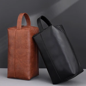 Factory Custom Men's PU Leather Hand-held Travel Organizer Large Capacity Foldable Portable for Makeup Bag Wholesale