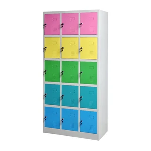 15-Door Modern Metal Storage Lockers Steel Lockable for School Apartment Gym Supermarket Hotel Workshop Change Room Use