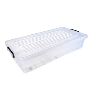 Hotsale 34l Under Bed Clothing clear Plastic Storage Box with Lids