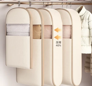 Fabric Foldable Jacket Coat Storage Bag Travel Packing Bag Closet Wardrobe Hanging Clothes Coat Suit Dust Cover Compression Bag