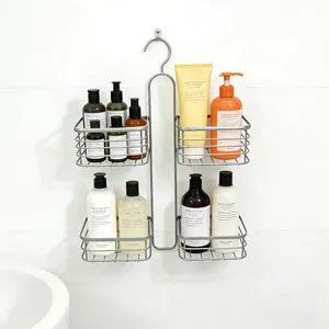 2-Tiers Wall Shelf for Kitchen and Living Room Double Hanging Storage Rack Metal Bathroom Storage Tool for Corners