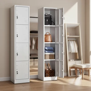 4 Door Assembled Metal Storage Locker 4 Tier Ventilation Key Electronic Durable Eco-Friendly Gym Offices Employee Student