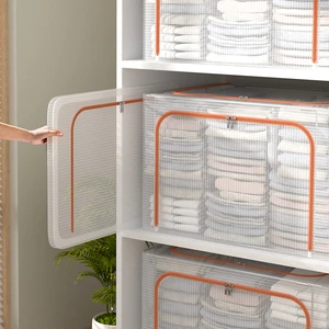Wholesale Transparent Zipper Storage Box Pvc Material Waterproof Storage Box 100L 66L Clothing Storage Box