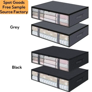 Large Capacity Portable Foldable Quilt Bag Wardrobe Clothes Storage Box Underbed Dustproof Organizer Rectangle Shape Fabric