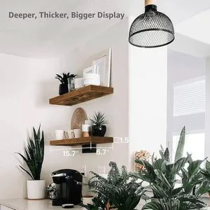 Floating Bamboo Shelves for Bathroom Kitchen & Living Room-Wall Mounted Farmhouse Style Storage Racks