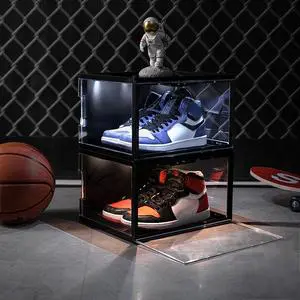 New Production Black Acrylic Shoe Box Sneakers Transparent Storage Box Wholesale Plastic Display Cabinet Shoes Artifact