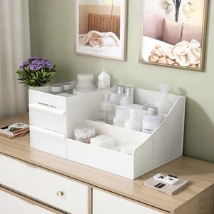 Large Capacity Eco-Friendly PP Makeup Organizer Cosmetic Storage Box Dressing Table Rack for Home Food Safe Skin Care Container