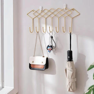 Nordic Creative Entrance Door Simple Wall Punch-free Decorative Coat and Hood Key Wrought Iron Storage Hook
