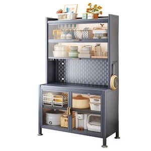 Freestanding Kitchen Storage Cabinet With Doors Multi Layer Sideboard for Microwave Cookware and Home Organization