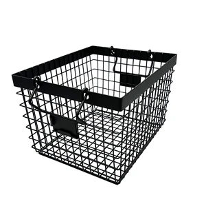 High Quality Customized Color Square Shape Modern Design Stackable Metal Wire Storage Basket with Handle Eco-Friendly