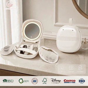 Wholesale OEM Led Bag Vanity Support ODM Support 3 Color Lighting Detachable Magnetic Supplier Makeup Case With Mirror