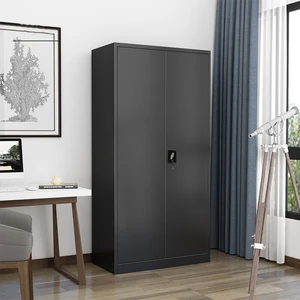 Three-Point Lock Black Garage Metal Storage Cabinet Lockable Adjustable Shelf Steel Garage Cabinet For Home Office
