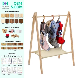 BH Dress up Storage Clothes Organizer Hanger Rack Wooden Garment Rack for Pets Dolls Baby