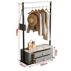 1688 Luxury Multi-functional Coat Rack Hall Tree Movable Freestanding Clothing/Hat Stand W/ Shelves Laundry Basket