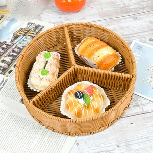 Factory Wholesale Hot Hand-woven Plastic Round Snacks Grocery Storage Basket