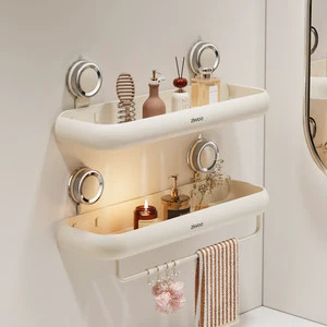 Suction Cup Bathroom Shelf, No-Drill Wall-Mounted Storage Rack For Toilet, Washbasin, And Shower Gel