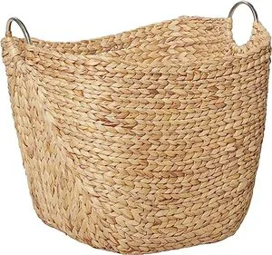 Seagrass Handmade Woven Storage Basket Natural Water Hyacinth Laundry Baskets Rattan Storage Baskets