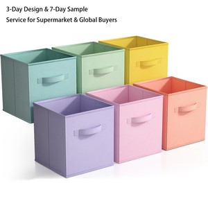 Custom Modern Square Aluminum Fabric Non-Woven Foldable Sustainable Heavy Duty Storage Box Home Supplies Toy Clothing Organizer
