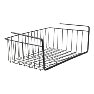 American Style Black Powder Coating Iron Wire Basket Rectangle Shape Custom Size for Kitchen Tabletop Storage Basket