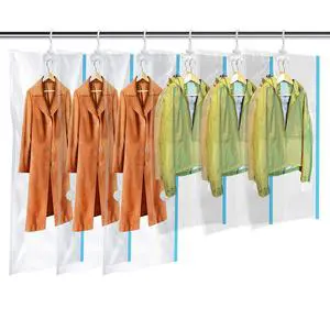 Hanging Vacuum Space Saver Bags for Clothes Dress, Winter Coats Garment Vacuum Storage Bag Save 80% More Space