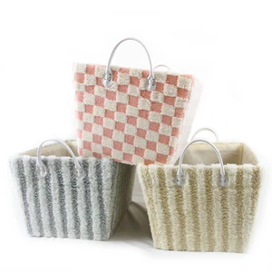 Fabric Storage Basket, Weaving Basket With Handle, Storage Box for Home Organization and Storage
