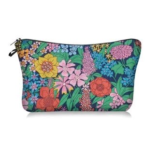 Customizable Toilet Bag Colorful Flower Print Organizer Cosmetic Bag Reusable Customizable Toilet Bag