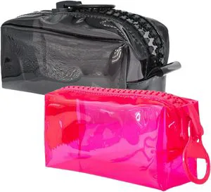 Wholesale pink Transparent Pvc Toiletry Storage Organizer Waterproof Portable Wash Bag Custom clear Makeup Travel Cosmetic Bag