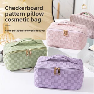 New Fashion Open Top Cosmetic Storage Bag Case Large Capacity Waterproof PU Material Portable Handheld Organizer