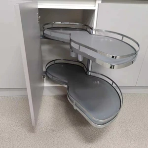 Kitchen Cabinet Organizer Pull Out Accessories MDF Metal Lazy Susan and Basket Storage for Blind Corner Cabinets