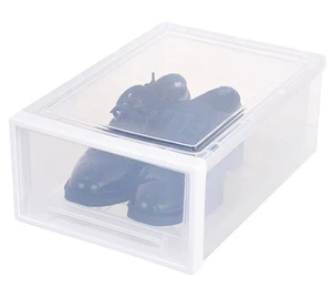 Clear Plastic Shoe Storage Box with Flip Lid, Stackable Transparent Sneaker Organizer Container for Closet Shoe Arrangement