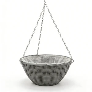 PP Rattan Flowers Hanging Baskets For Garden Plants Handwoven Artificial Flower Baskets In Balcony