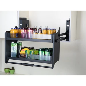 Customized Vertical Pull-Down Lift Basket Cabinet Organizer Modern Wall Kitchen Condiment Shelf Elevator Lifting Pull Cabinets