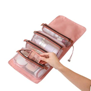 2022 Hanging Roll-Up Makeup Bag / Toiletry Kit / Travel Organizer for Women - 4 Removable Storage Bags - Organize Make up
