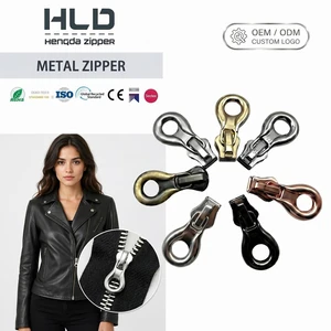 HLD Custom Gold Silver Black Rose Gold Gunmetal Alloy Pull Tab Heavy Duty Metal Zipper Slider For Jacket Bag Coat
