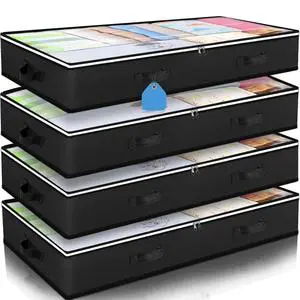 Family Dustproof Under Bed Storage Containers Foldable Visible Closet Storage Box Bag for Clothes Blankets Comforter Sweaters