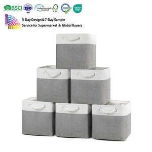 Custom Label Cube Fabric Storage Cubes Boxes Toys Stackable Household Square Dirty Cloth Storage Basket
