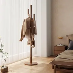 US Stock Rubber Wood Cactus Coat Rack Freestanding 6 L-Shaped Hooks Adjustable Sizes Entryway Living Room Furniture Coat GYJ014