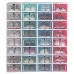 Easy Disassemble and Space-saving Plastic Shoe Storage Organizer Stackable Transparent Shoe Boxes