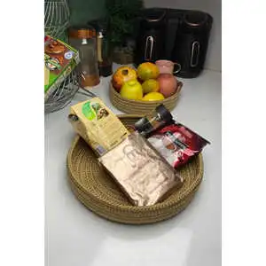 Premium Natural 2-Piece Woven Jute Organizer Basket Horns Color 750-1000ml Capacity 35x50 Dimensions TR Origin Home Organization