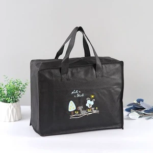 Non-woven Fabric Portable Eco-Friendly Storage Bag with Zipper Steel Wire Custom Logo Printing for Wardrobe Clothing and Bedding