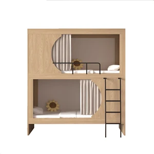 Factory Design Hot-selling Durable Wooden Capsule Bunk Bed Safety Guardrail With Storage Curtain Side Ladders Hostel Dormitory