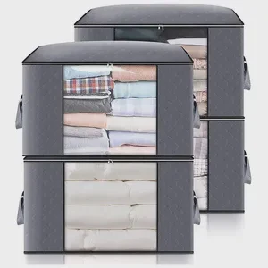 Large Capacity With Reinforced Handle Thick Fabric Clothes Storage Bag Organizer