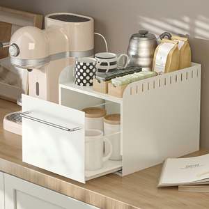 OEM Portable Carbon Steel White Large-Capacity Double-Layer Non-Installation Pull-Out Multifunctional Space-Saving Storage Rack