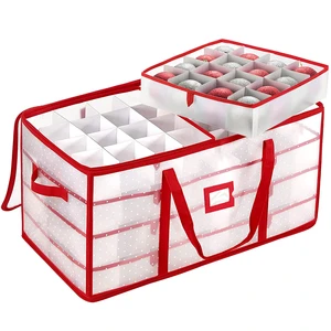 Sturdy Flexible Plastic Xmas Holiday Decorations Accessories Bin 128 Ornaments Christmas Storage Box