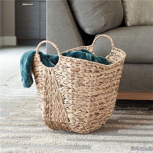 Artificial Water Hyacinth Hand-Woven Storage Basket Hand-Storage Woven Container Baskets Rectangular Eco Friendly Rattan Round