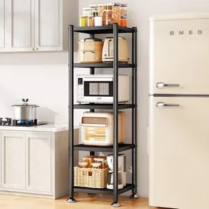 5-Tier Welded Aluminum Kitchen Storage Rack Adjustable Shelves Storage Cabinet Unit Organizer Welding for Home Organization