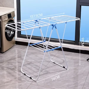 M Size Wing-Shaped Metal Foldable Clothes And Diaper Rack Double-Tiered For Indoor And Outdoor Use For Bag Storage