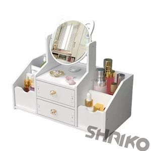 Hotsale Wooden Cosmetic Storage Box With Drawers and Mirror,Perfect Desktop Storage Solution for a Tidy Vanity